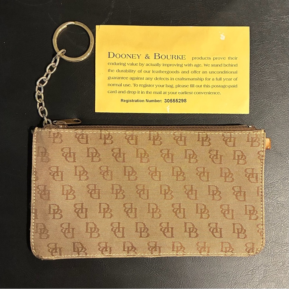 Dooney & Bourke Beige Monogram Tote with Cream Trim with extras - Picture 6 of 11